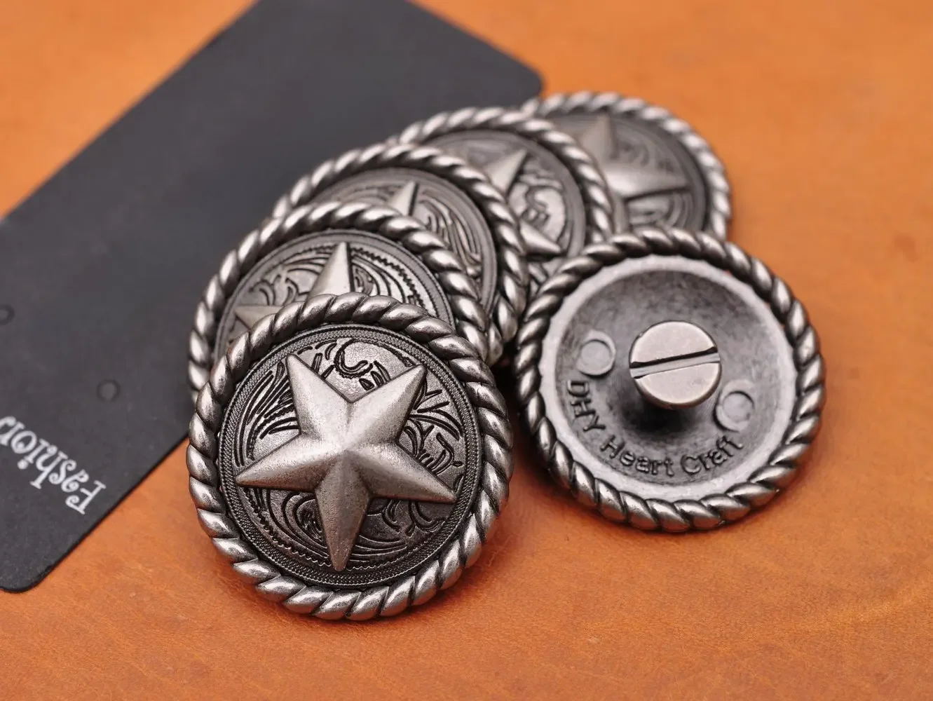 10 sztuk Vintage srebrny liny boczne Texas Ranger gwiazda Western Cowboy Cowgirl siodło skórzane metalowe skórzane Conchos 1-1/4 cali — zdjęcie 2
