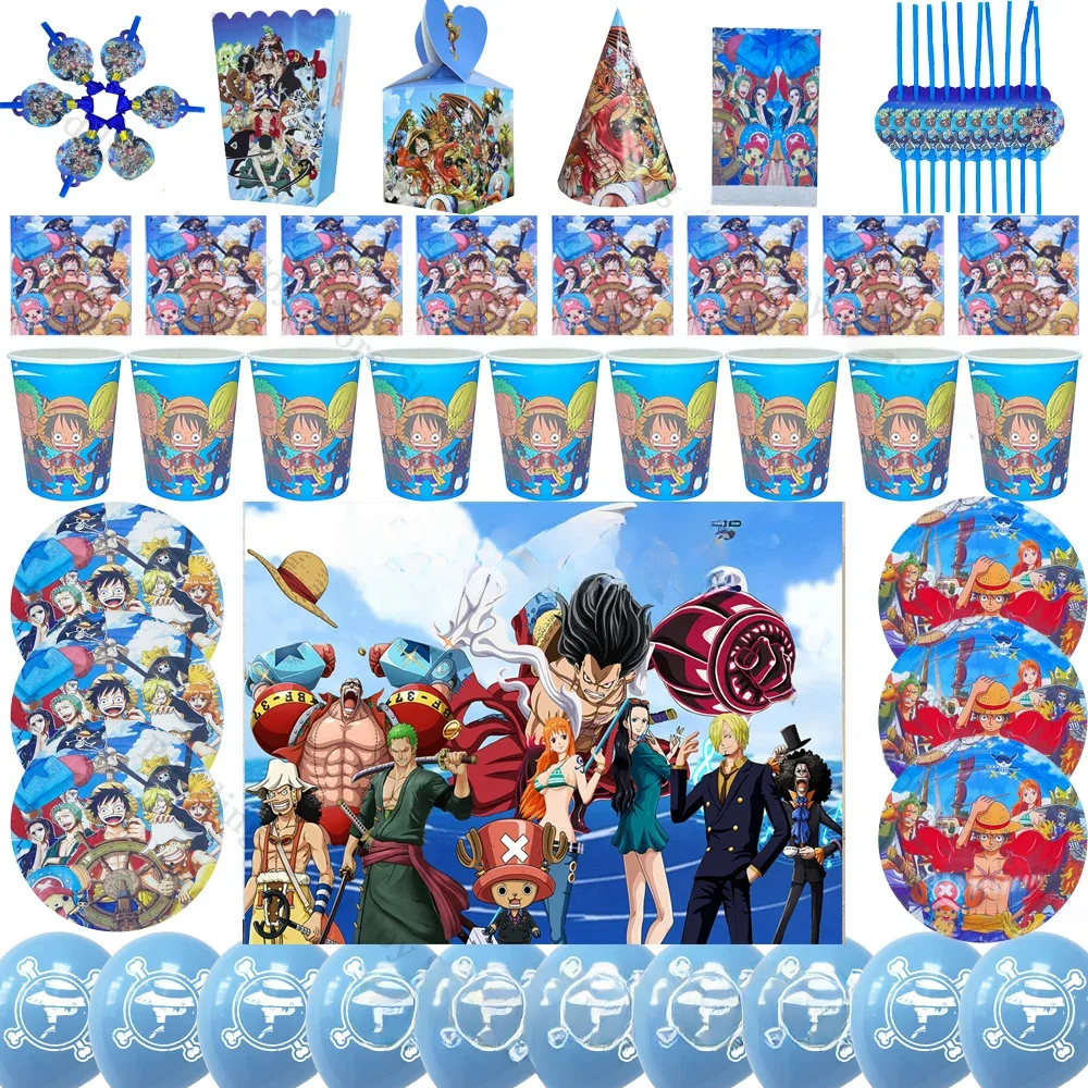 Rufy – accessoires de Table de fête, une pièce, aménagement de scène, fournitures de fête, assiettes en papier, gobelets, serviettes, décoration de fête prénatale pour garçon