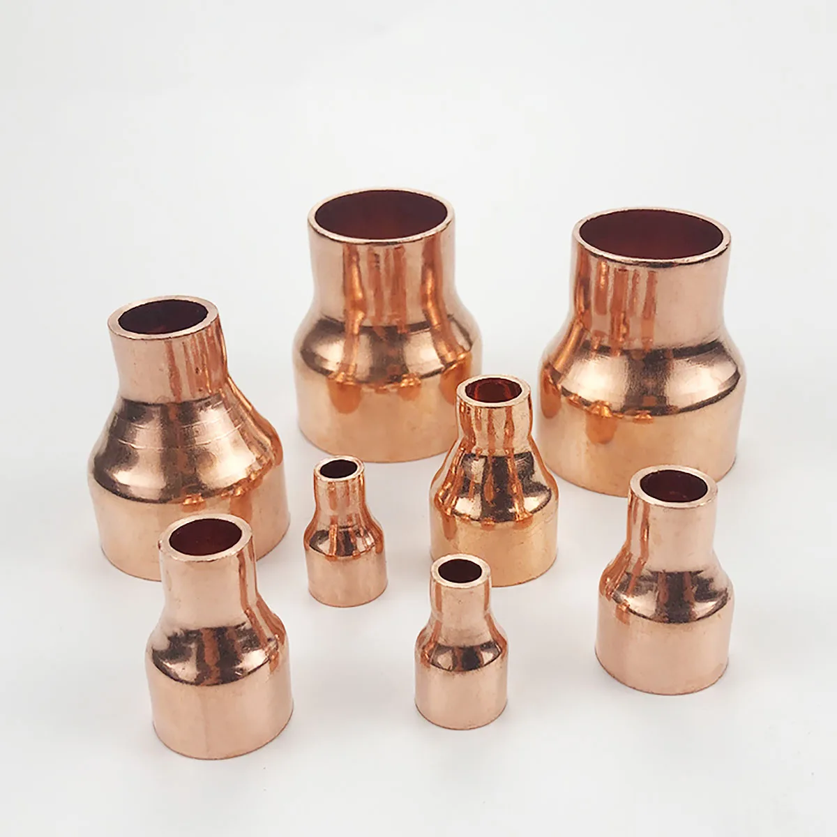 Pure Copper End Feed Solder Reducer Plumbing Pipe Fitting Connector Coupler Air Conditioner ID 6.35 8 10 12.7 16 19 To 42mm