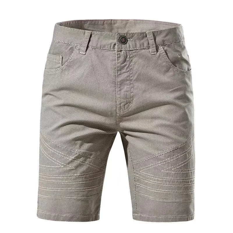 Summer Cotton Middle Waist Male Luxury Casual Business Social Men Shorts Printed Beach Shorts Stretch Chino Short