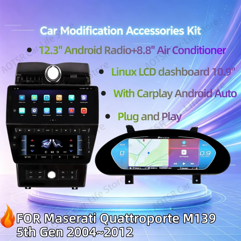For Maserati Quattroporte M139 5th Gen 2004~2012 Android Car Radio Cluster Instrument Panel Cockpit Multifunctional Speedometer