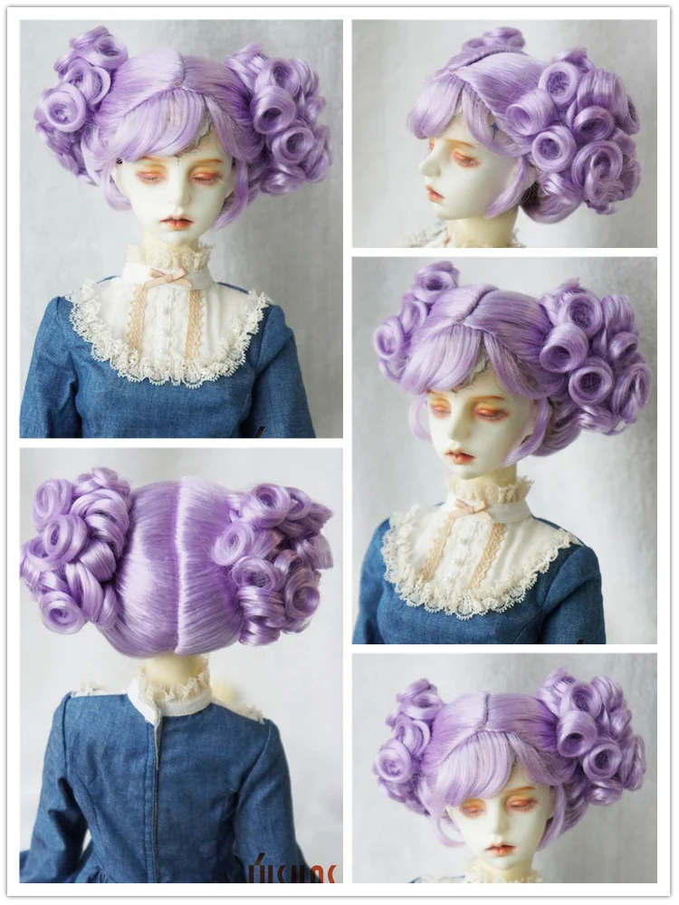 

JD292 1/3 SD Pretty Purple BJD Synthetic Mohair Wigs Suit For Size 8-9inch Double Bowl Braid Doll Hair Wig Cheap Wholesale Price