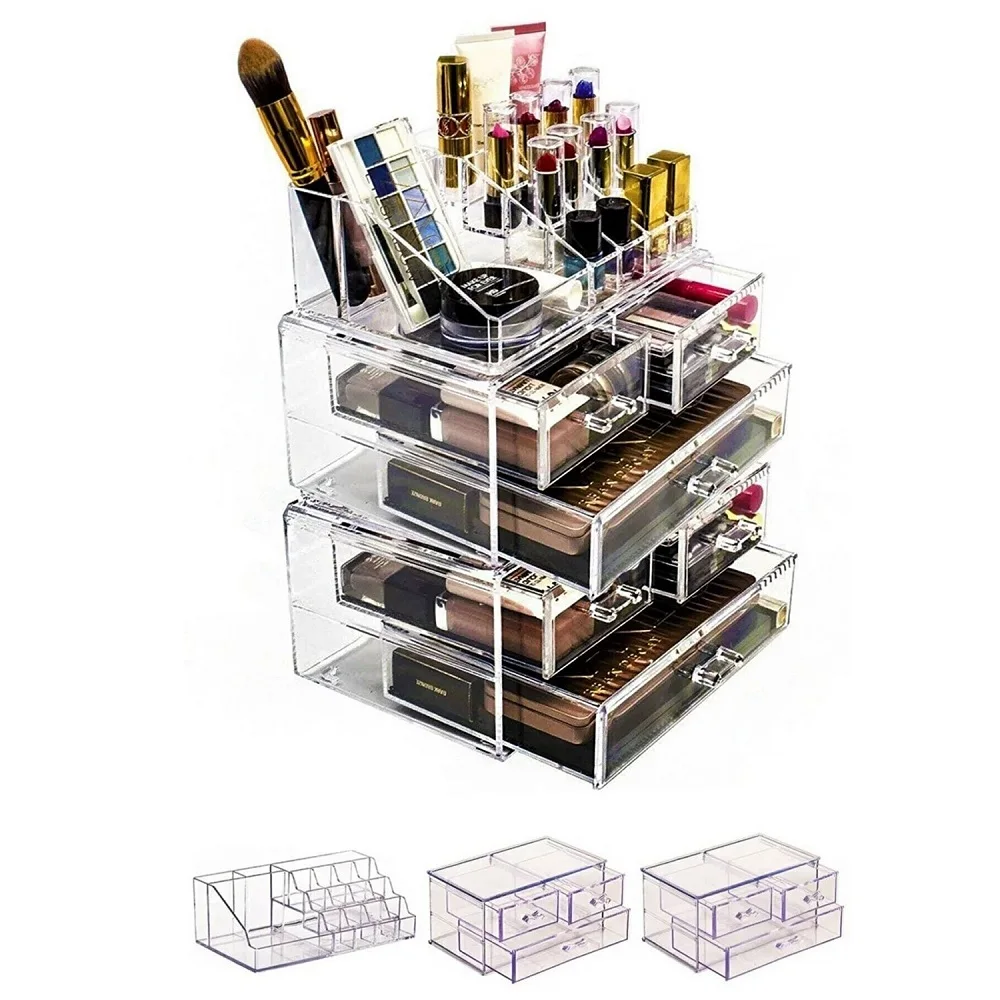 

Make Up Organizer Transparent Acrylic Cosmetics Storage Box Makeup Holder Jewelry Detachable Acrylic Makeup Organizer 5 layers