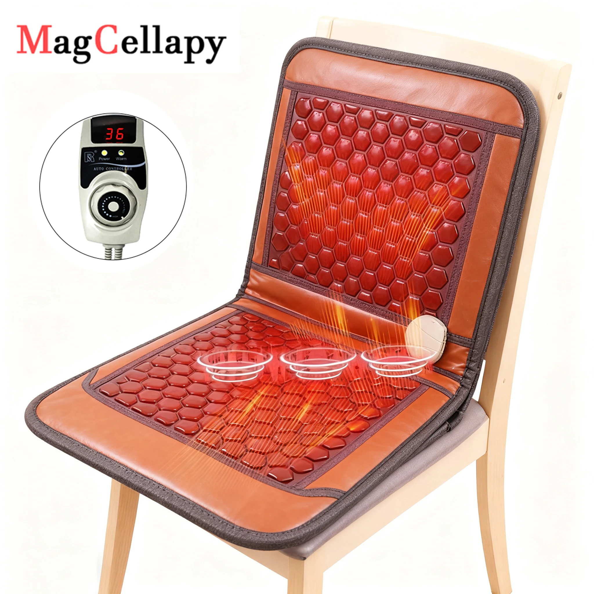 Natural Electric Stone Jade Massage Pad Tomalin Heating and Hot Stone Therapy Relieves Back Pain Foldable for Office
