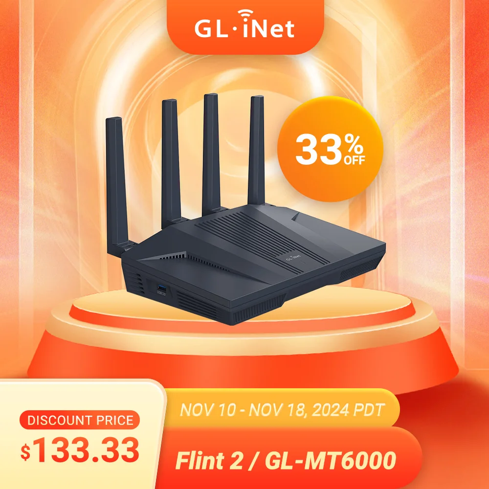 Gl. Inet Vuursteen 2 (GL-MT6000) Huis En Kantoor Router, 8-Stream Wi-Fi 6 Technologie, Openwrt, 2.5G