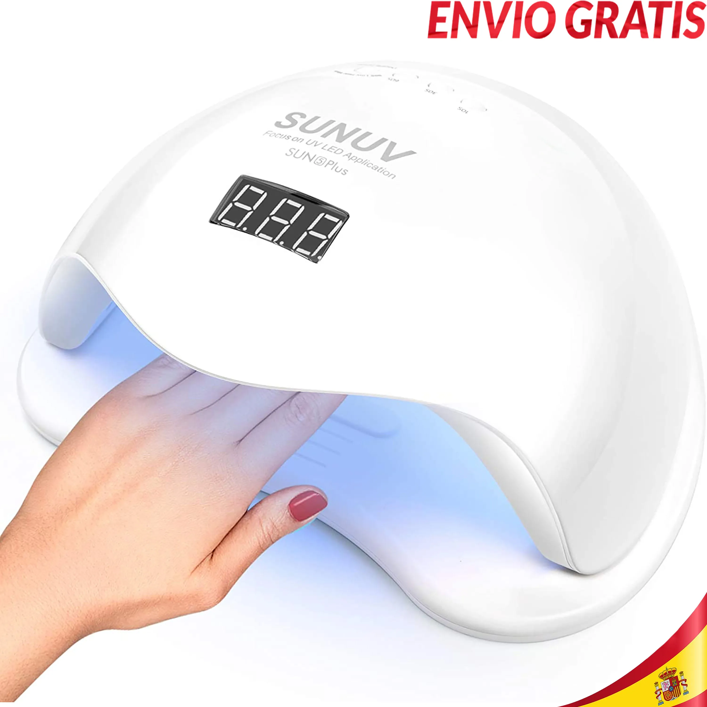 Lampara de Uñas Seca Esmalte de todo tipo también de GEL - Temporizador 10 a 99  Segundos Potencia 48W SENSOR Automático NO Daña