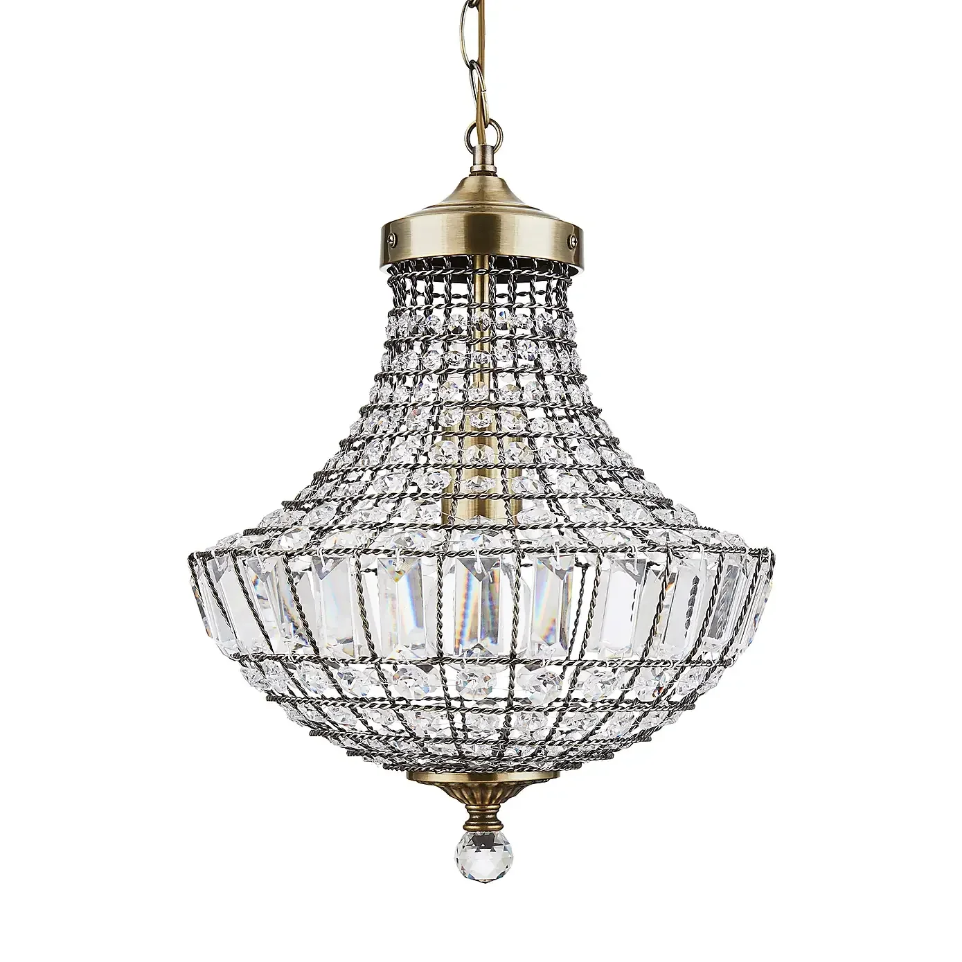 Knightsbridge K5 Kristallen Antieke Koperen Kroonluchter-Niet Inbegrepen Lamp - afbeelding 2