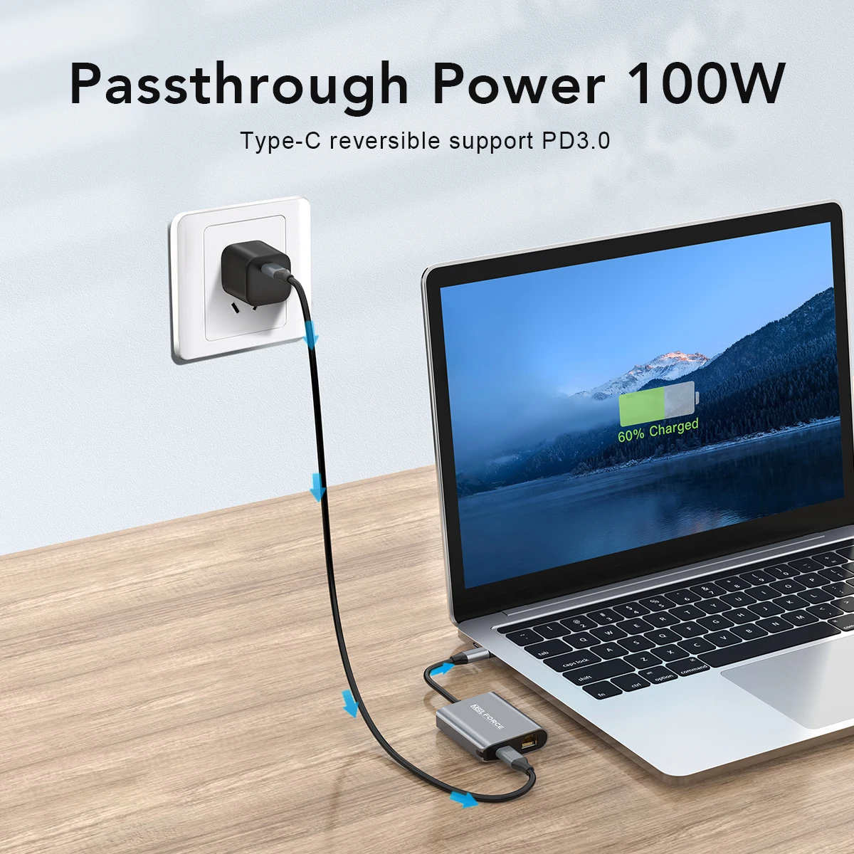 USB-C 기가비트 RJ45 어댑터 PD100W Passthrough 전원 1000Mbps 이더넷 속도 ChromeCast 구글 TV 유선 이더넷