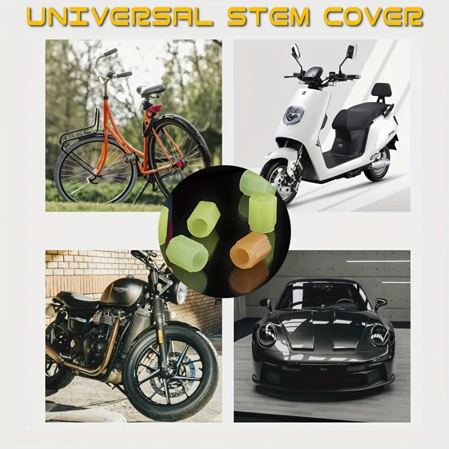 12 Buah Tutup Katup Ban Bercahaya, Desain Fluoresen, Meningkatkan Visibilitas Malam Hari, Cocok untuk Sepeda, Truk, Sepeda Motor