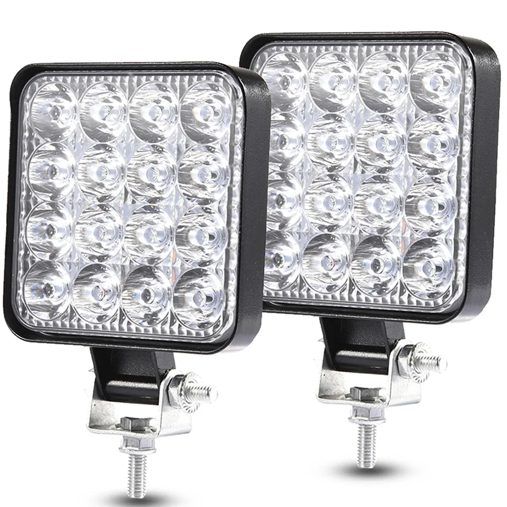 12V Waterproof Led Work Light Bar Square Spotlight 48W Work Light Farol para Truck Off Road Night