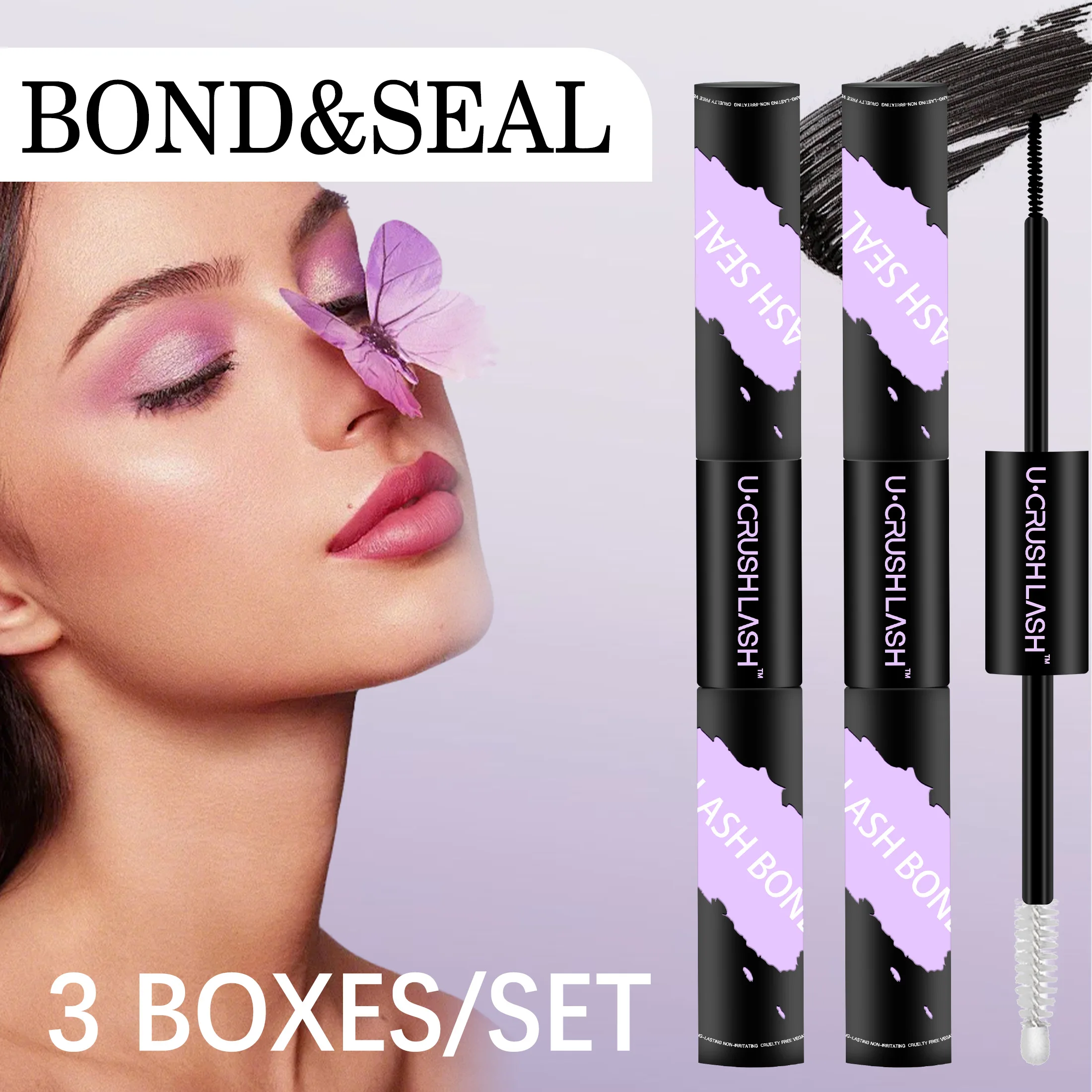 Cola para cílios postiços 2 em 1, bond & seal, dura 72 horas, à prova d'água e à prova de suor, adequada para usar durante o exercício.