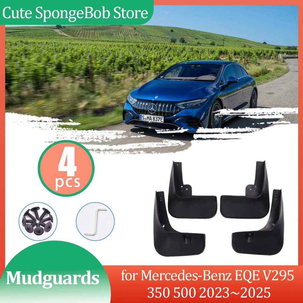 Car Mudguards for Mercedes-Benz EQE V295 350 500 2023~2025 Mud flaps Fender Flare Flap Front Rear Wheel Splash Guard Accessories