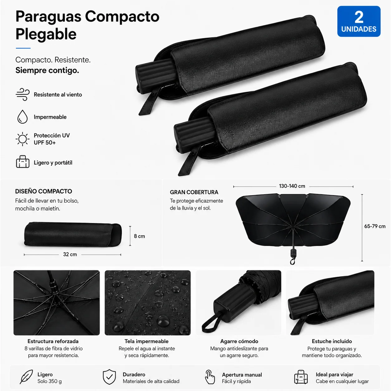 Pare-soleil de voiture pliable type parapluie, protection UV, isolation thermique, couverture réfléchissante pour SUV et berline