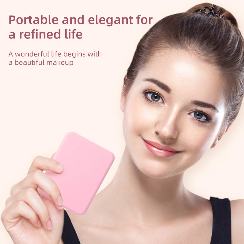 مرآة مكياج LED بزر واحد، مفتاح مغناطيسي ثلاثي الألوان، مرآة محمولة قابلة للطي، مرآة مكياج، مرآة زينة