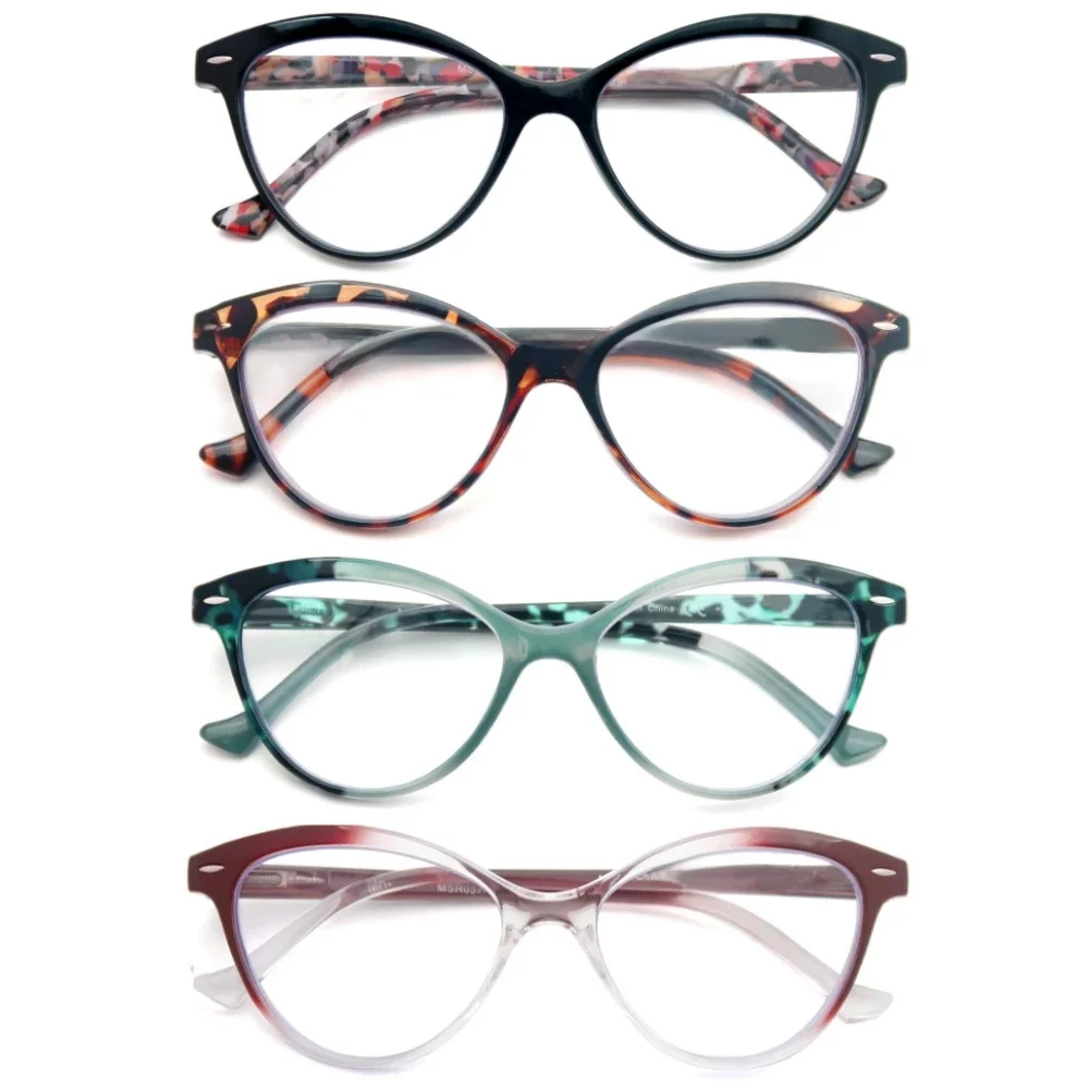 MODFANS Lady lunettes de lecture œil de chat femmes charnière à ressort lecteurs presbytes légers lunettes avec dioptrie + 0.5 à + 4.0