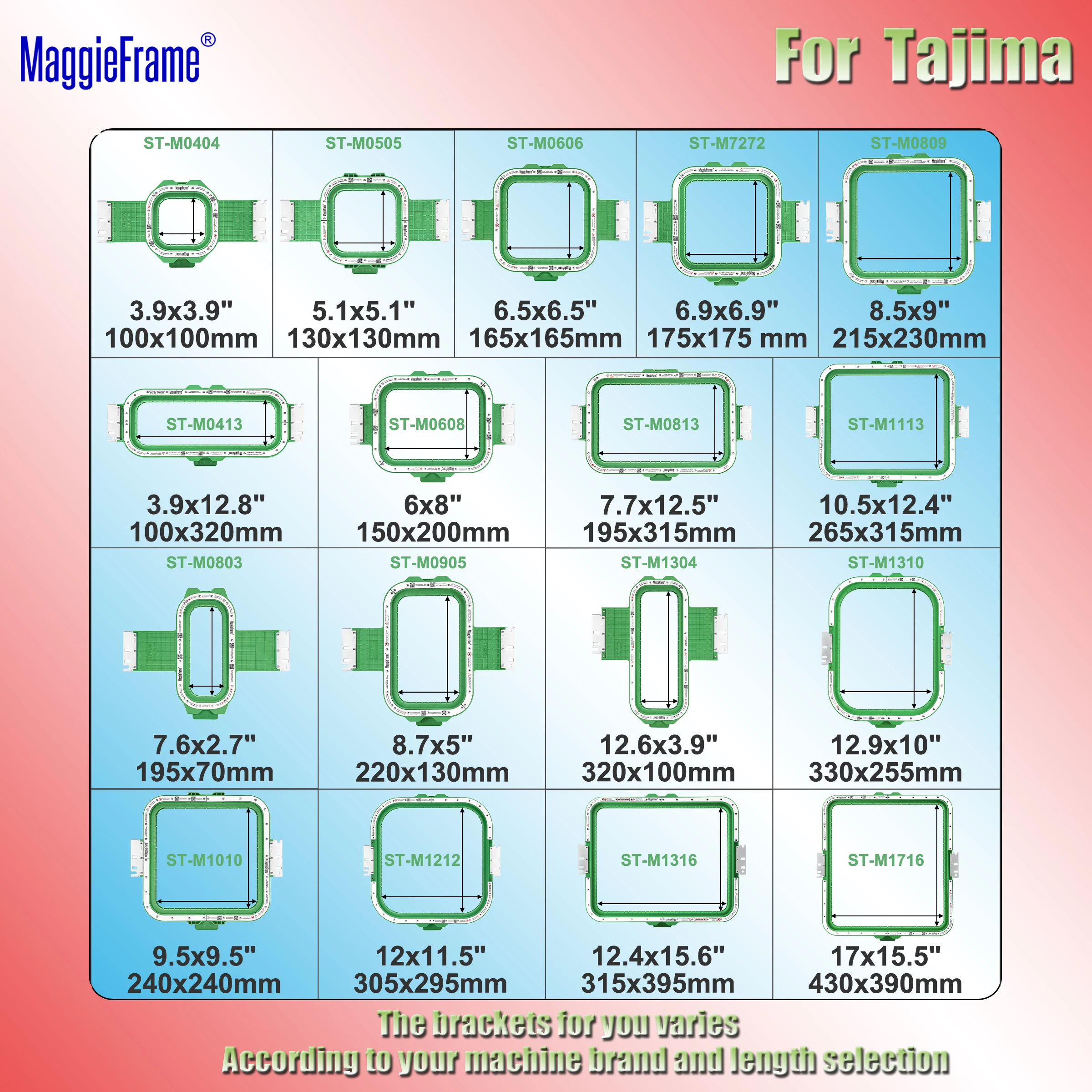Magnetic embroidery hoop for Tajima Juki SAI TMEX THEX TEMX TUMX TMBR TMBP TFMX TMEX1501 TFMX-II Sewing machin - view 2