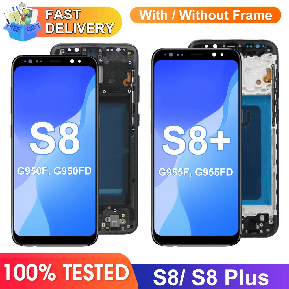 TFT S8 Plus Screen Assembly for Samsung Galaxy S8+ G955F Lcd Display Digital Touch Screen with Frame for Samsung Galaxy S8 G950F