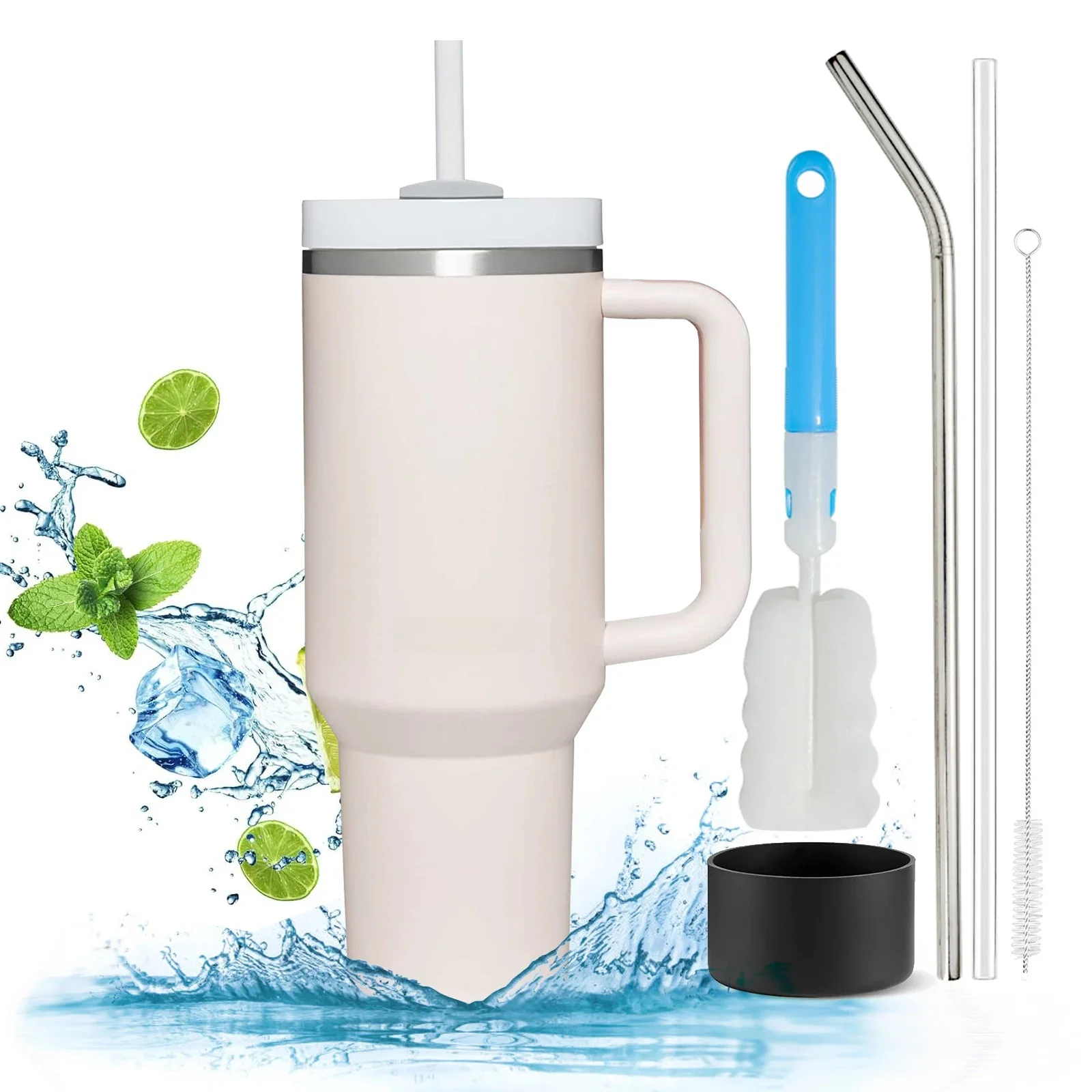 Tasse thermique en acier inoxydable de 40oz, grande capacité, tasse à café isolée, bureau, maison, bouteille d'eau, voyage, voiture, cadeaux du nouvel an