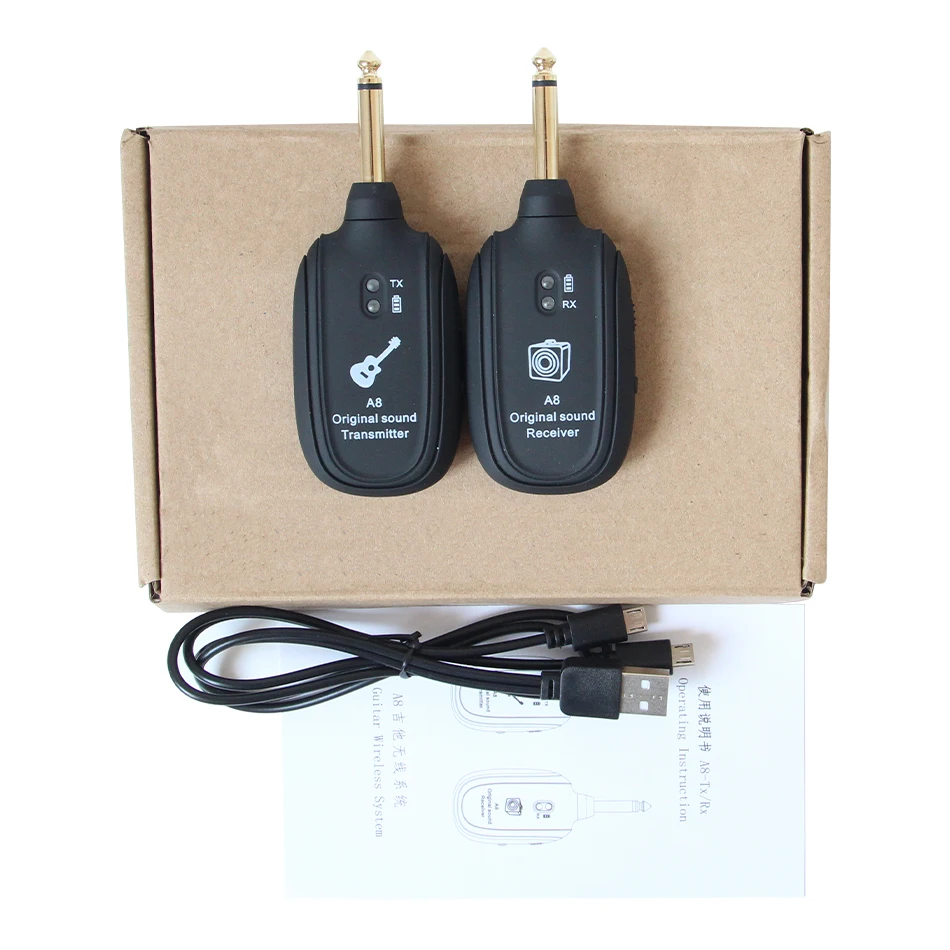 Guitar Wireless System Transmitter Receiver Built-in Rechargeable Wireless Guitar Transmitter for Electric Guitar Bass