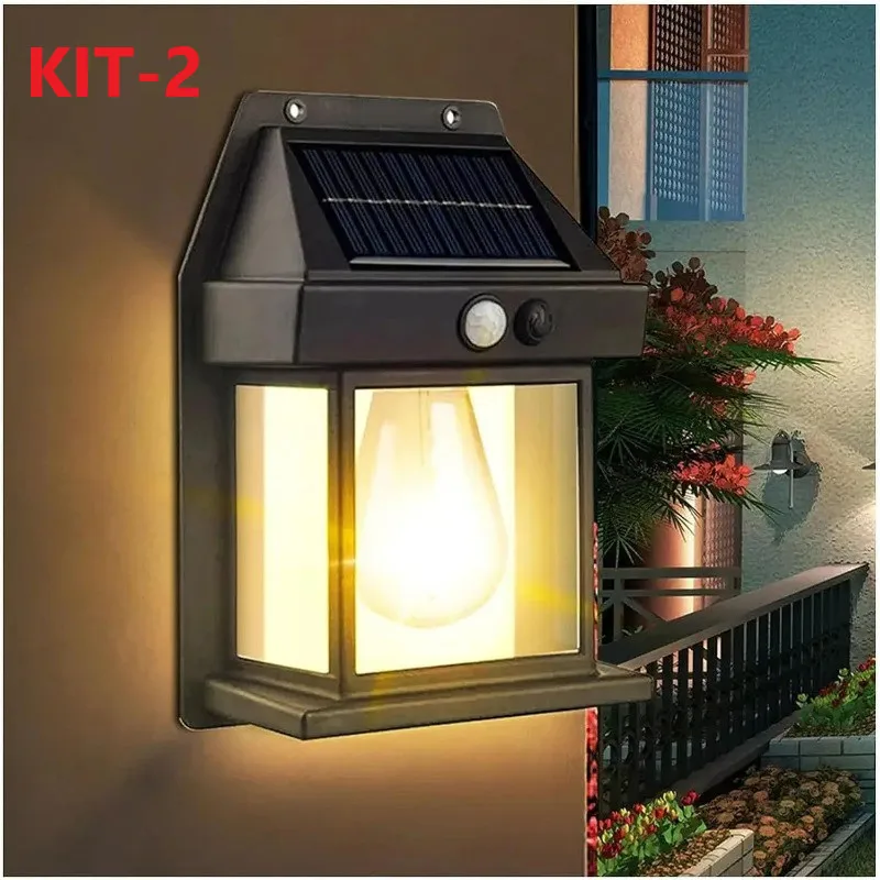 [Quente]KIT 2 Lâmpada De Indução Inteligente Filamento De Tungstênio/Luz De Iluminação Noturna Para Vila De Jardim/Parede Com Se