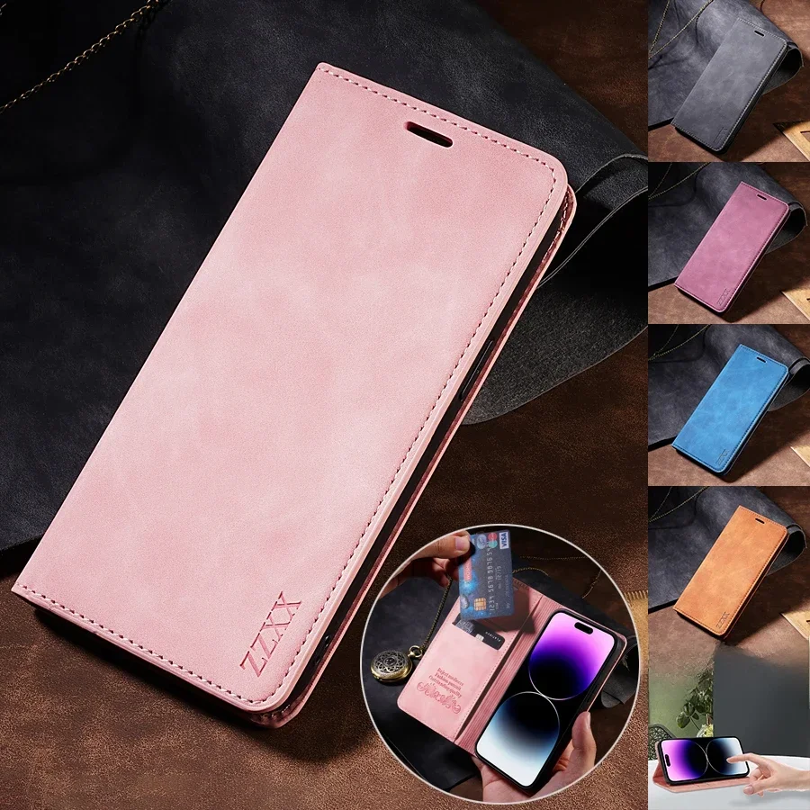 Étui portefeuille en cuir à rabat magnétique, respectueux de la peau, avec fente pour carte, pour iPhone 15 Pro Max 14 13 12 11 SE 2022 2020 X XS XR 8 7 Plus