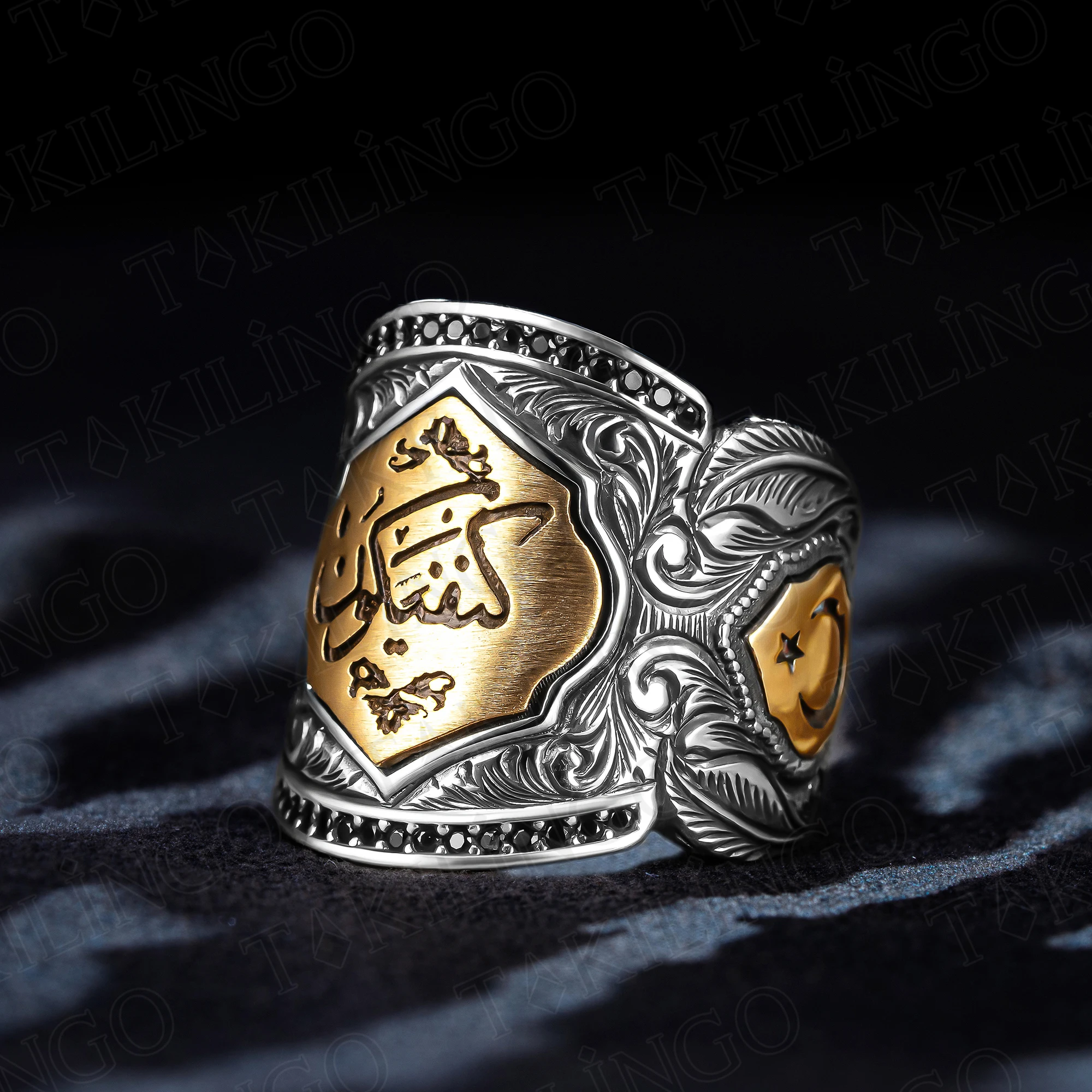 Solid 925 Sterling Silver Adjsutable Kün Feyakün Written Islamic Men's Ring, Religious Ring,Adjustable Thumb Ring,Muslim Jewelry