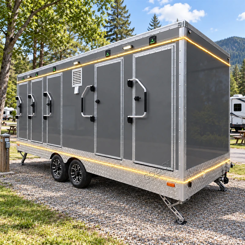GOEASY Fully Equipped Portable Restroom Trailer with Toilets Sinks and Handwashing Stations for Large Events