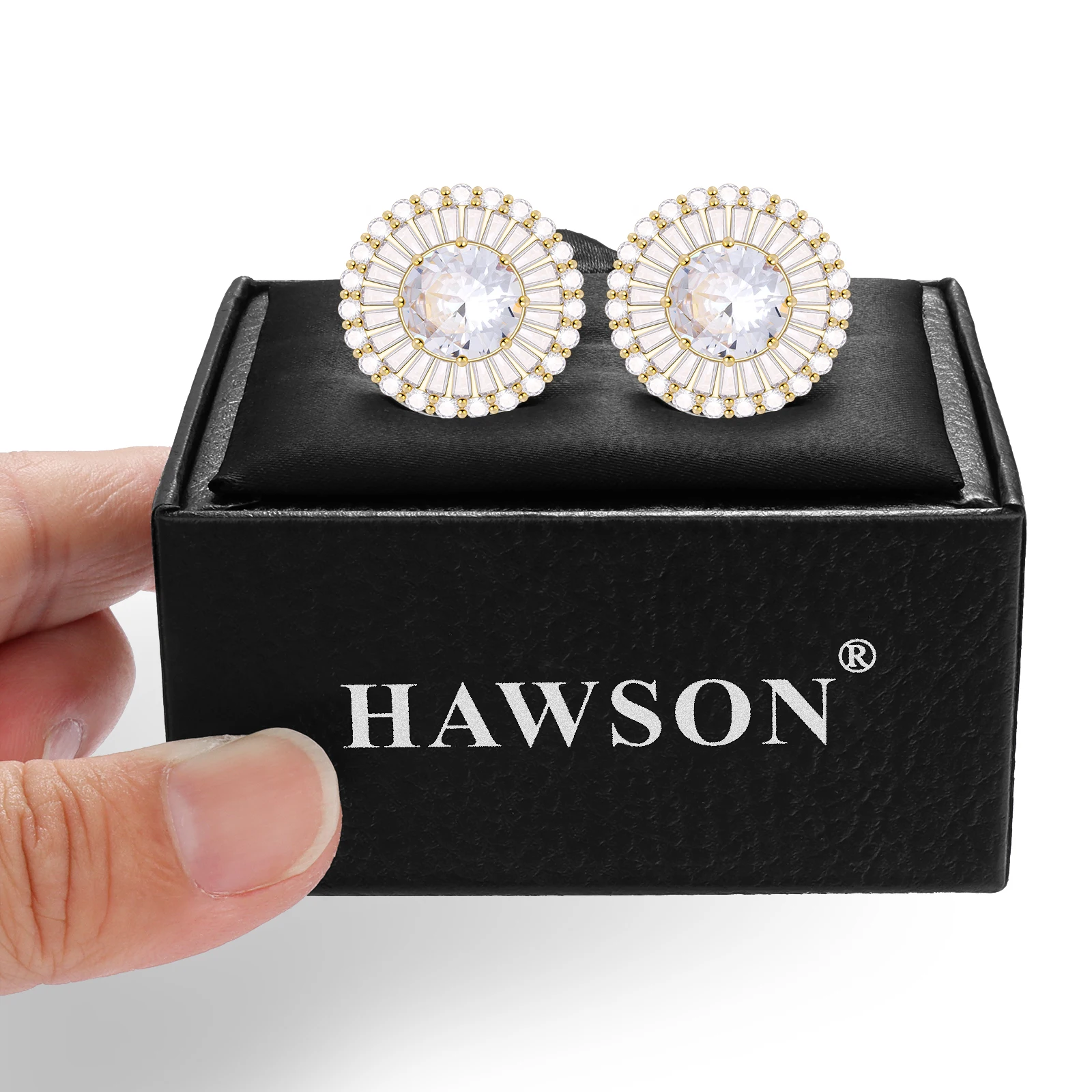 HAWSON Colored Crystal Cufflinks for men,men\'s French shirt luxury cufflinks,men\'s shirt wedding business jewelry or accessories