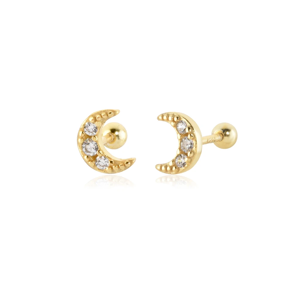 ANDYWEN 925 Sterling Silver Gold Heart Beads Stud Earring Moon Star Piercing Queen Butterfly Pendientes Biżuteria ślubna dla kobiet — zdjęcie 2