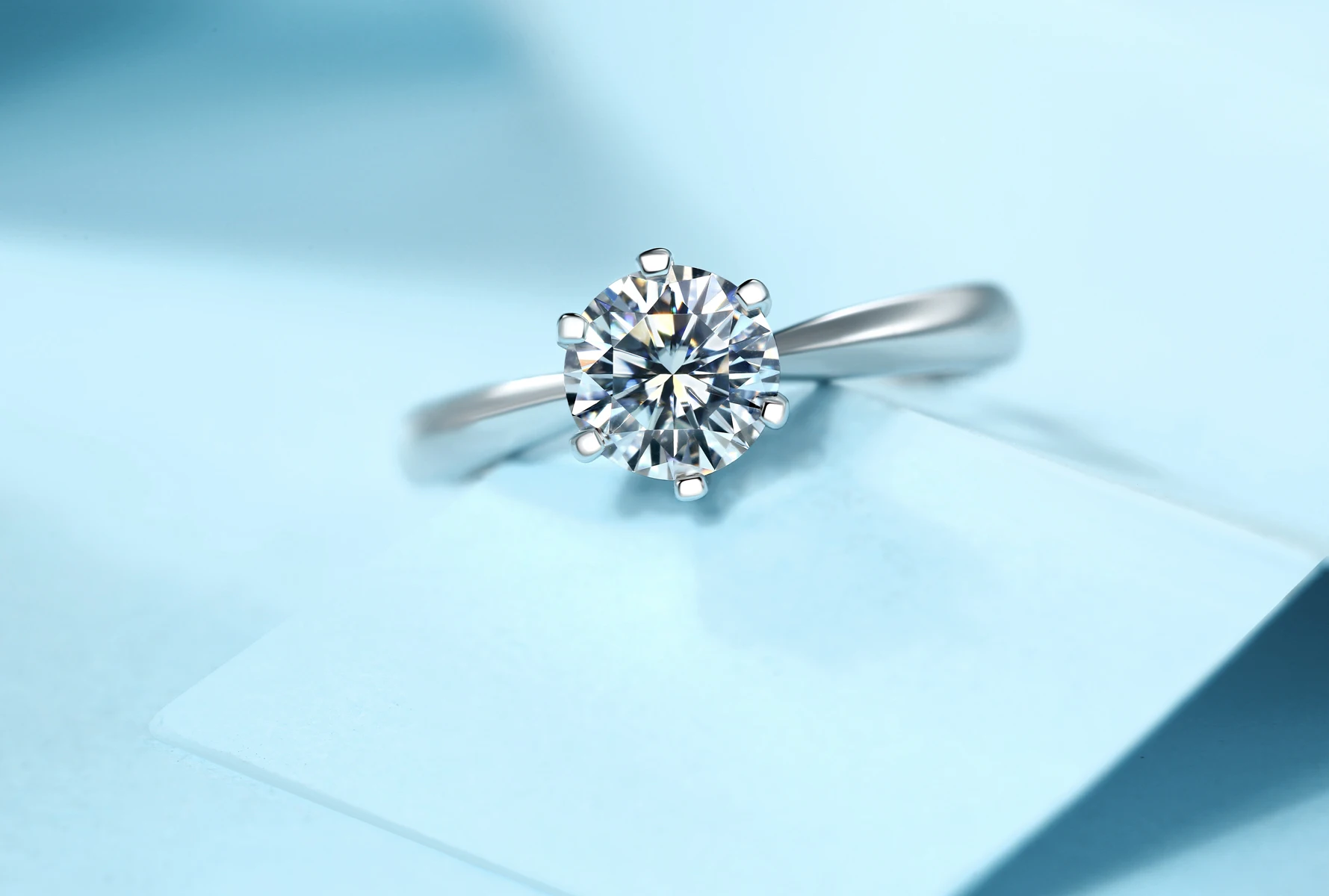 (GRACertification)Moissanite Women's Ring Simple Style 6-claw Shape Silver Bracket Open Design Suitable for Love Model R9094-801