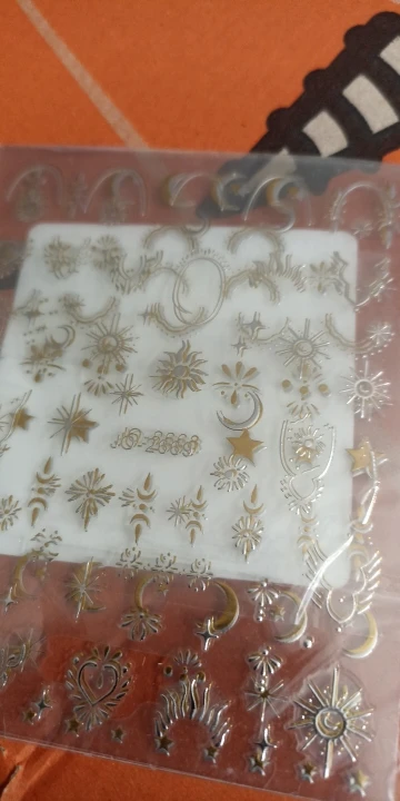Set of 4 Bohemian Star And Moon Stickers in Golden & Silvery Colors for Nail Art photo review