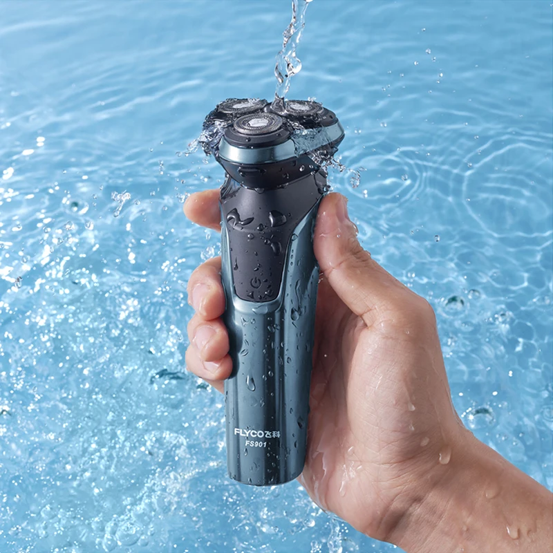 Электробритва AIKIN Flyco FS901 с 3 вращающимися головками, моющаяся перезаряжаемая электробритва с USB и светодиодной подсветкой, водонепроницаемая