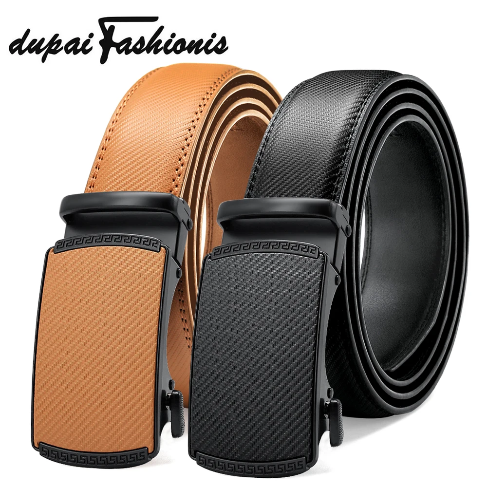 

DUPAI FASHIONIS Men's Belts Luxury Automatic Buckle Genune Leather Strap Black Brown for Mens High Quality Cow Leather Belt Man