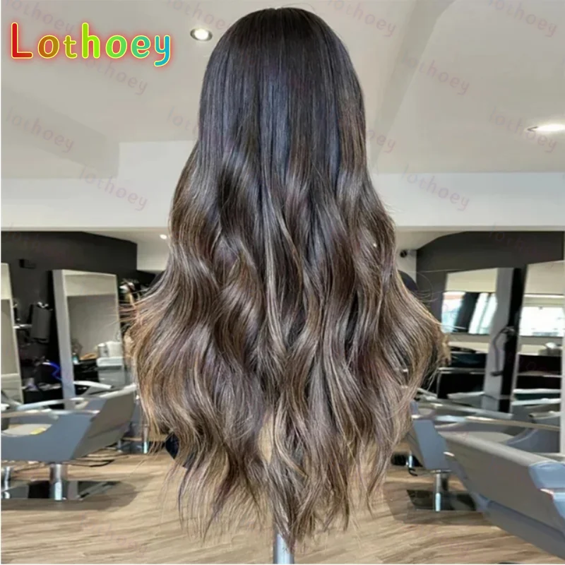 Коричневый длинный мягкий объемный волнистый шелковый парик из еврейских человеческих волос с детскими волосами, кружевные европейские волосы, предварительно выщипанные