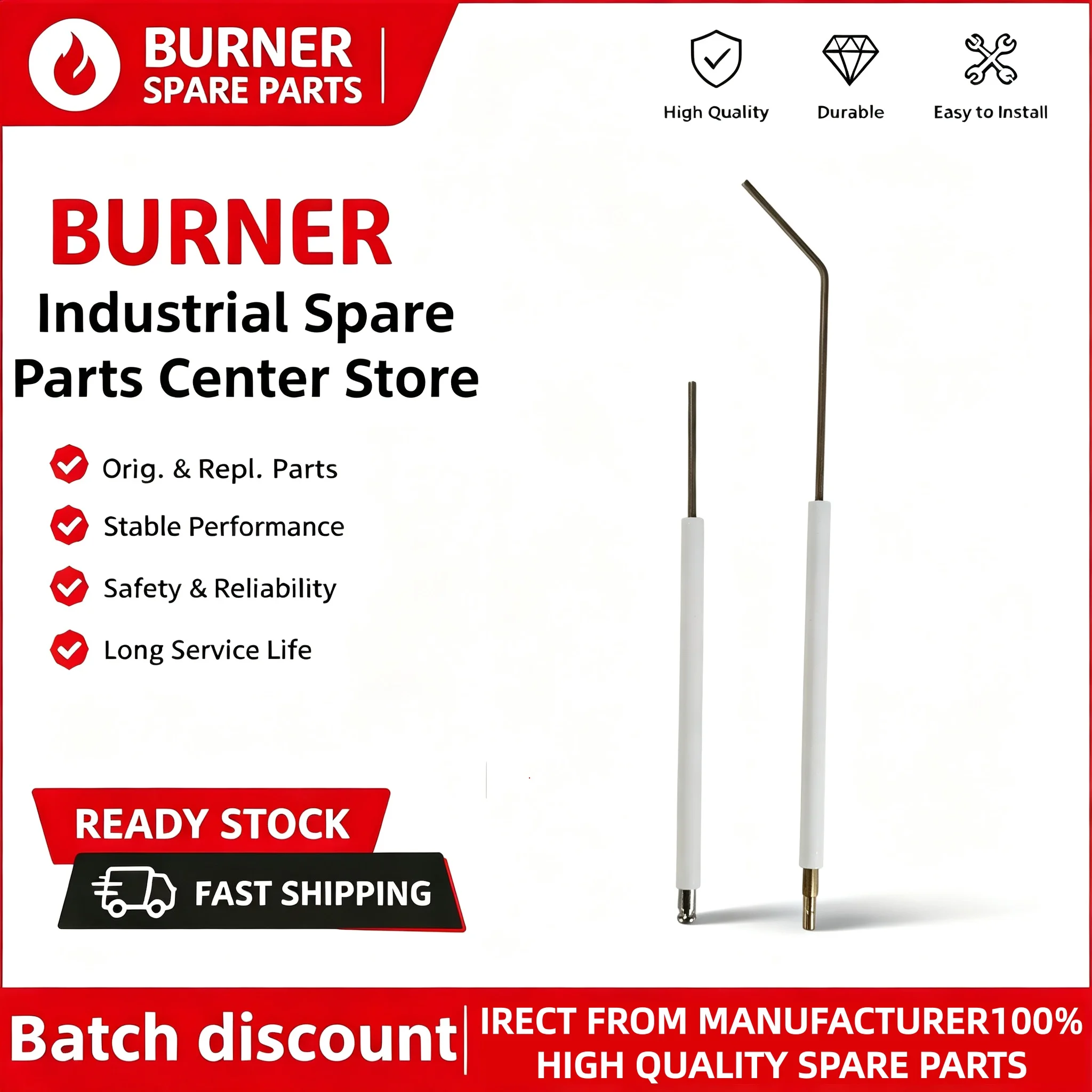 Ignition Rod Ionization Probe Flame Ion Sensor BTG11 BTG15 BTG20 BTG28 Compatible OEM Gas Diesel Burner Boiler Combustion Replac