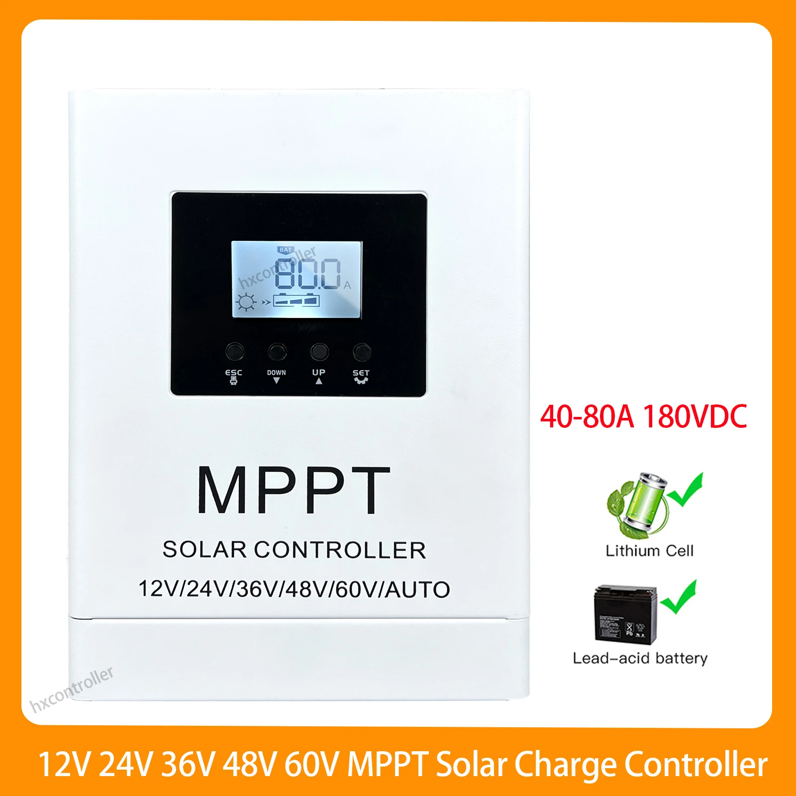 80A 60A 40A 180VDC High Quality MPPT Solar Charge Controller 12V 24V 36V 48V 60V Solar Photovoltaic Cell Regulator for Lifepo4