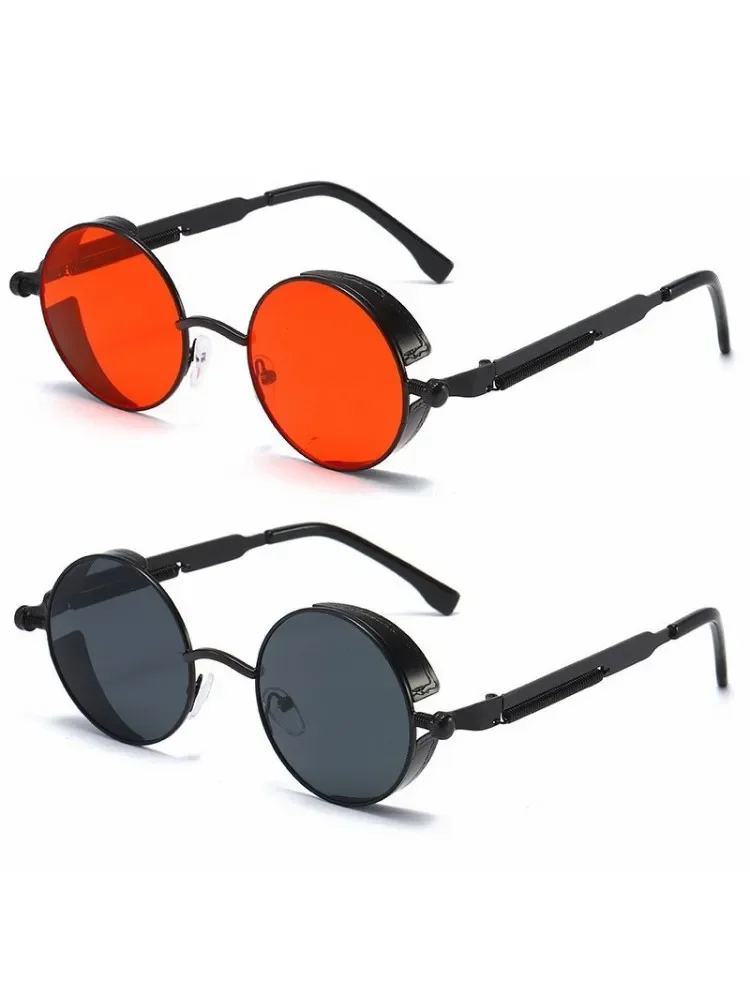 Metal steampunk óculos de sol das mulheres dos homens moda redonda marca designer vintage óculos de