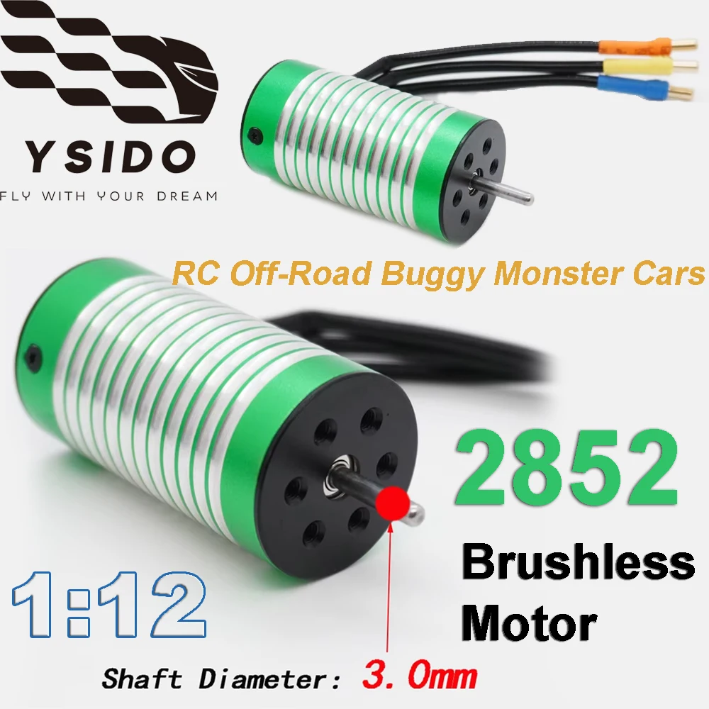 

YSIDO 2852 3200KV 4poles Brushless Motor 3.0mm Shaft for 1:12 MJX RCAM-D12 RC Model Off-road Buggy Monster Vehicle Cars