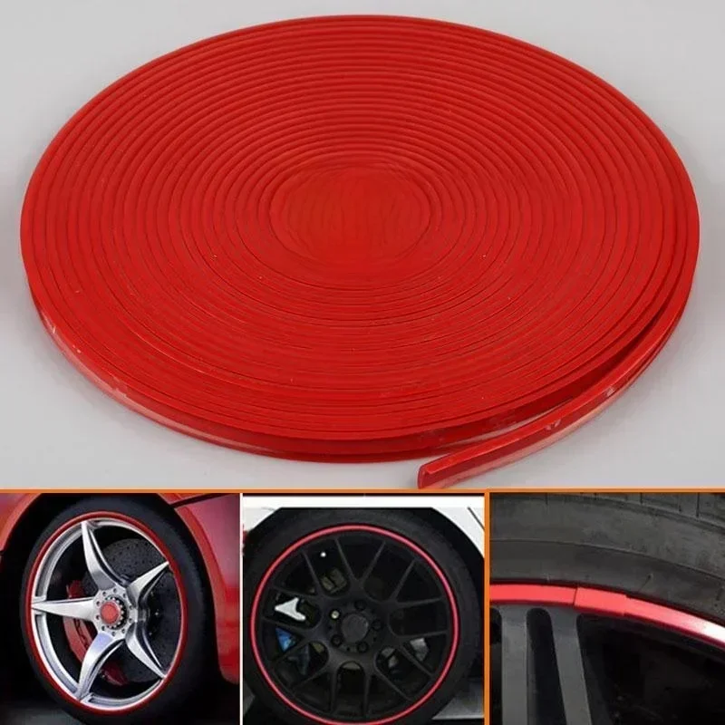 Bandes décoratives pour moyeu de roue de voiture, 8m, anneaux de Protection des pneus, Anti-collision, anti-rayures, fournitures de Modification de ligne décorative