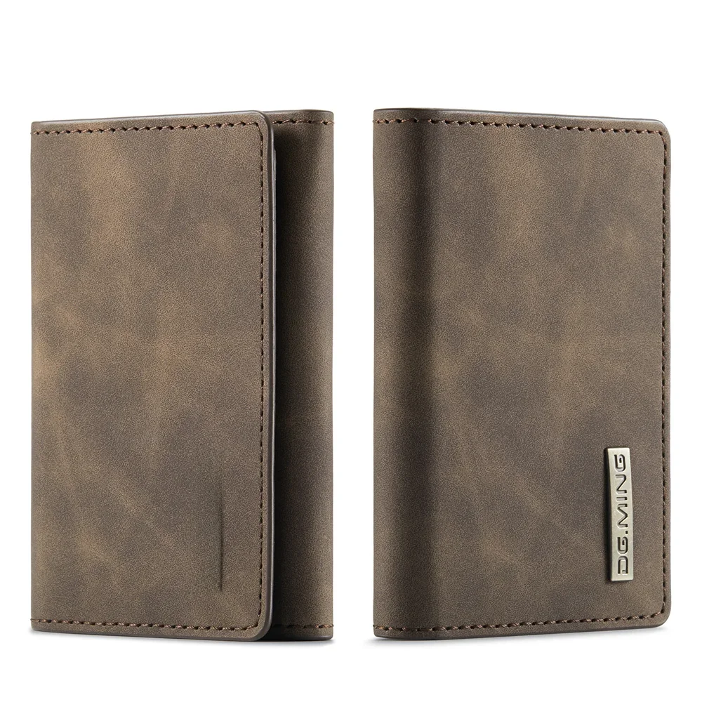 DG.MING Przenośny portfel z uchwytem na karty Trifold Torba na karty z klamrą magnetyczną Vintage Skórzany stylowy mini portfel z wieloma kartami — zdjęcie produktu 7