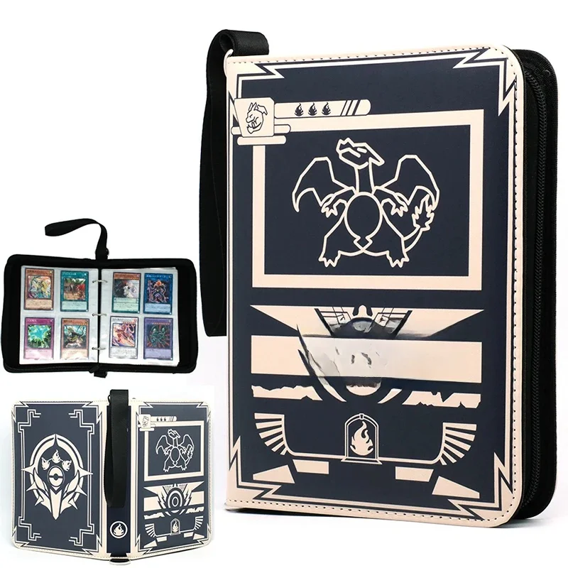 400 szt. Album na karty rękawy do segregatorów z zamkiem błyskawicznym PTCG Yugioh TCG 4-kieszonkowe kolekcja kart kolekcjonerskich etui na karty zabawki prezent — zdjęcie 2