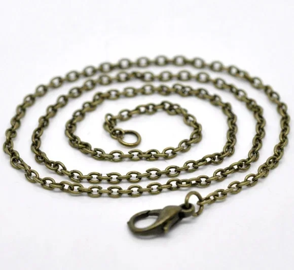 8 sezonów żelazo stop kabel łączący naszyjnik łańcuch Antique Bronze kolor Handmade kobiety biżuteria 45.6cm długości, rozmiar łańcucha: 2x3mm,12 szt. — zdjęcie 2