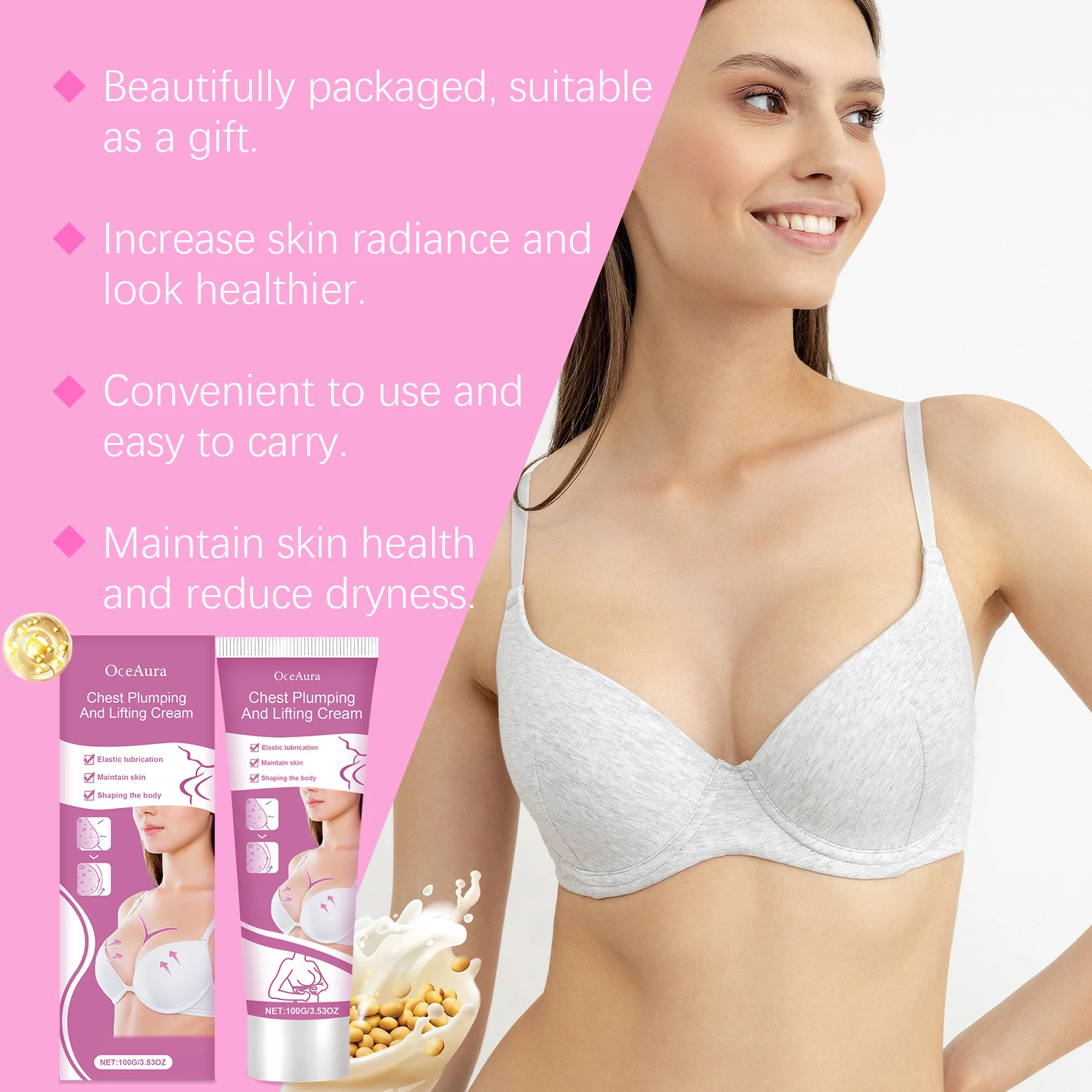 كريم رفع الثدي من Oceaura مغذي يعزز مرونة البشرة ويقلل الجفاف كريم الثدي المنعش غير الدهني #5