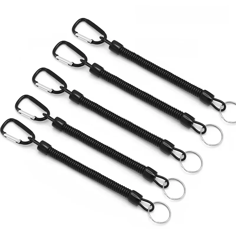 Fishing Lost Rope 5 taktyczna teleskopowa sprężyna elastyczna lina klamra Camping Anti Loss brelok do telefonu komórkowego lina wędkarska — zdjęcie 2