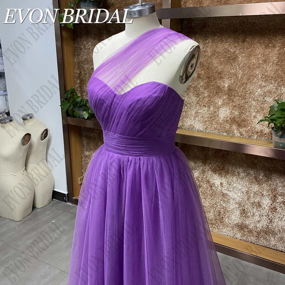 EVON BRIDAL Echtes Foto lila Abschlussballkleid für Frauen eine Schulter Tüll Abendkleid A-Linie ärmellos vestido de festa benutzerdefinierte gemacht elegante Partykleider 2024 Luxus Plus Größe Abschlussballkleider Swe