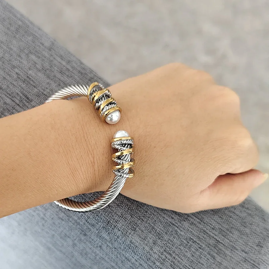Neues klassisches Herren-/Damenmode schmuck Edelstahl kabel öffnungs armband Damen geschenk