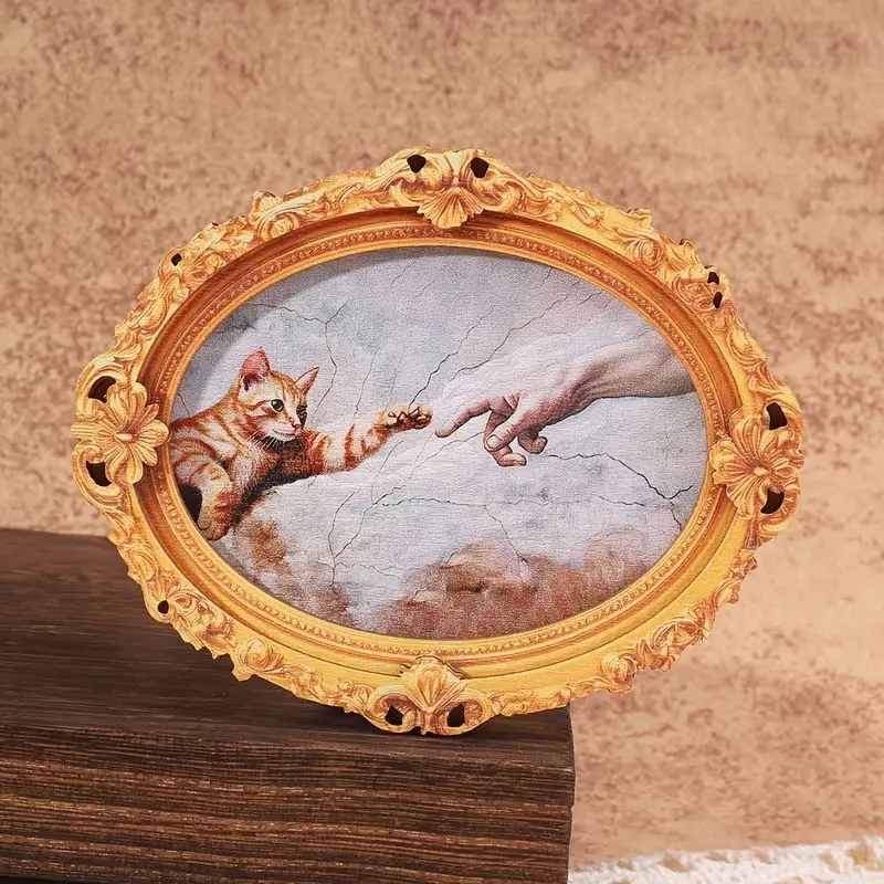 1 Fun Cat Pattern Refrigerator Magnet, Wooden Photo Frame Refrigerator Magnet, Home Decor, Fun Gift!