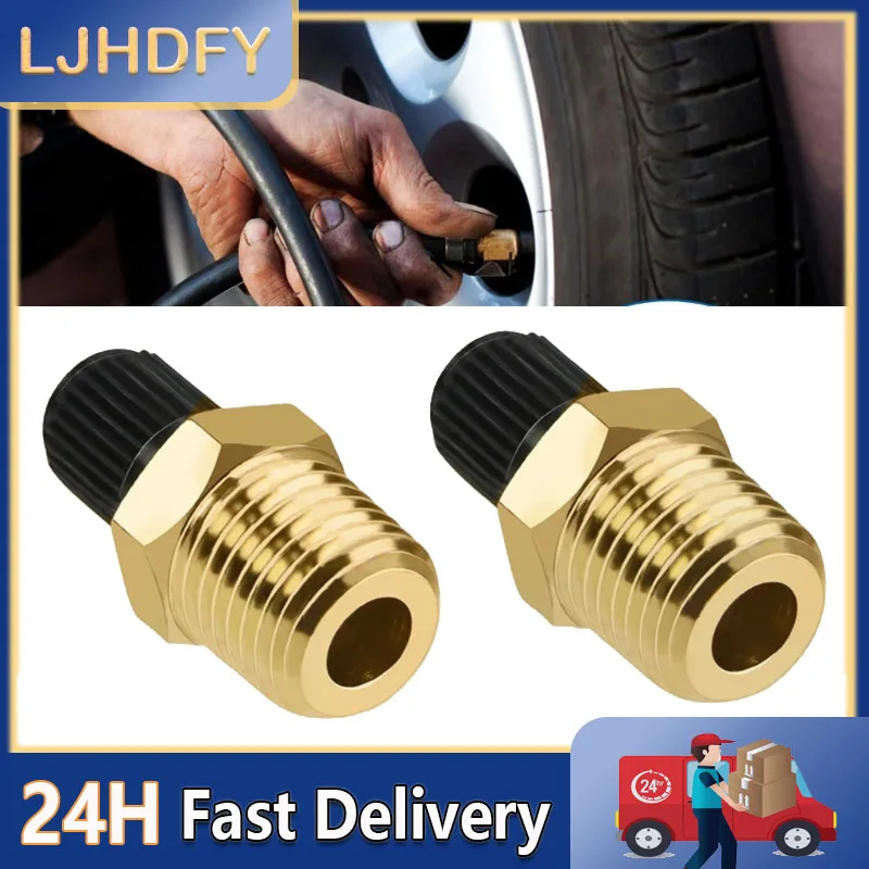 2pcs 1/4 NPT Brass Tire Inflator Adapter Automobile Tire Valve Core Tubeless TirePressure Monitoring Tire Copper Valve