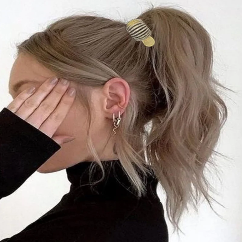 アロイポニーテールクリップ,ラウンド,ファッショナブル,新品,グラブクリップ,たるみを防ぐために固定,ホット