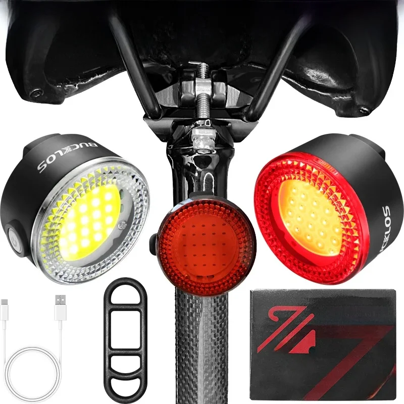 AliExpress BUCKLOS COB Bike Light Headlight USB Rechargeable Bicycle Safety Warning Light MTB LED Front Rear Lantern Cycling Lamp Set